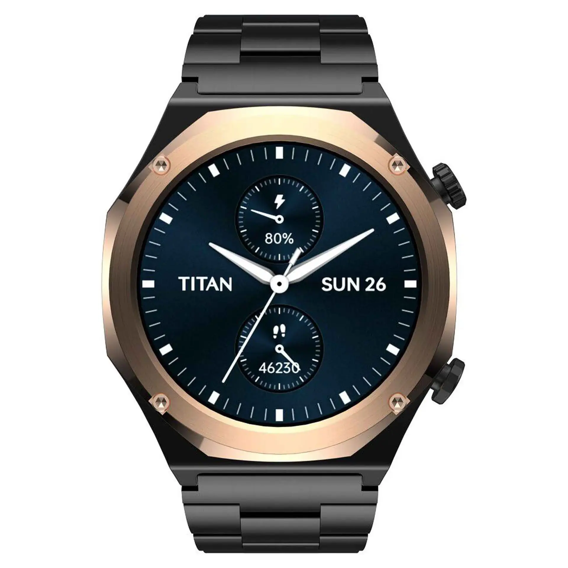 Titan Maestro Premium Metal Smartwatch with All SS construction, SingleSync BT Calling, Functional Crown