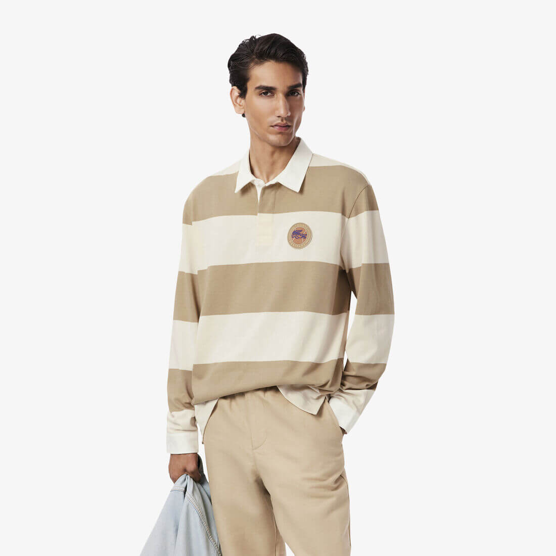 Relaxed Fit Striped Rugby Polo Shirt